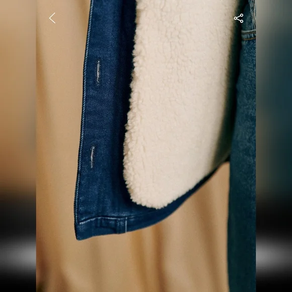 Sezane Will Indigo Faux Sheepskin Collar Jacket - Picture 2 of 5